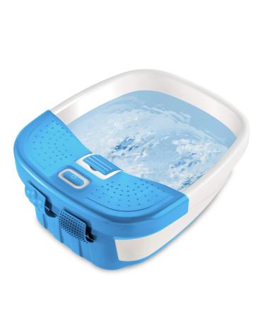 HoMedics Bubble Bliss Deluxe Foot Spa with Heat Massaging Arch, 3 Acupressure Attachments, Splash Guard, Raised Nodes Creates Bubbles, Improves Circulation, Soothe Tired Muscles, Built-In Storage Blue