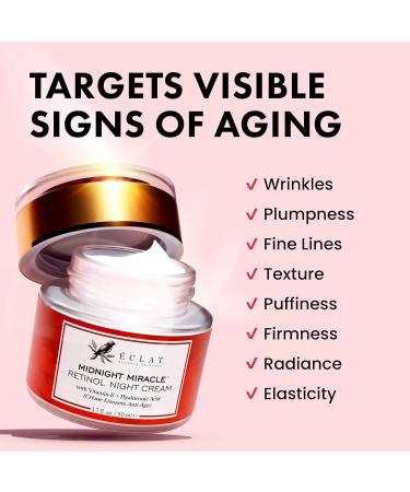 Organic Anti Wrinkle Retinol Cream for Face with Vitamin A and Hyaluronic Acid - Anti Aging Moisturizer for Night - Best Retinol Cream for Wrinkles - Buy Online on GoSupps.com