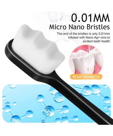 VEGOLS Adult Extra Soft Toothbrush with 20000 Bristles (Pack of 6) - Gentle Manual Toothbrush for Sensitive Gums | Black/White - Buy Online on GoSupps.com