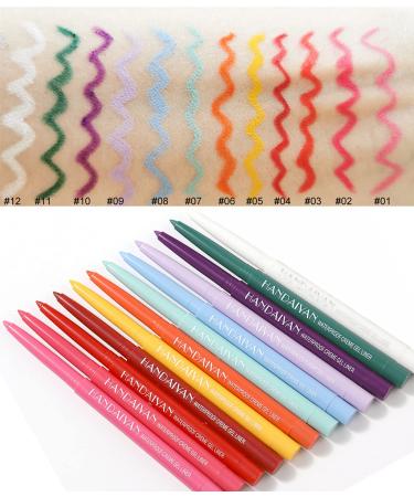 12-Piece Waterproof Neon Colored Eyeliners Twist Up Pencil Set for Women - Long Lasting Matte Finish - Eye Makeup Pencils in Vibrant Shades - Buy Online on GoSupps.com