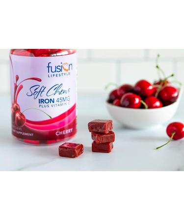 Fusion Lifestyle Iron Supplement - Cherry Flavored Soft Chews with Vitamin C for Iron Deficiency - 60 Count (2 Month Supply) - for Women and Men - Buy Online on GoSupps.com