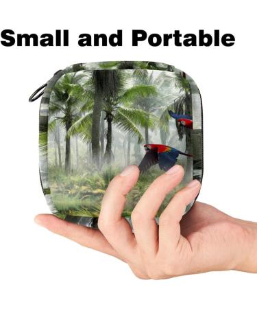 Buy Landscape & Parrots Women's Tie Short Pocket Bag - Ideal for Menstrual Cups | Stylish & Functional for Teens & Women - Buy Online on GoSupps.com