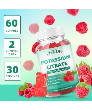 Potassium Citrate Supplement Gummies Potassium Supplements for Women & Men Helps Maintain Muscle Wellness & Electrolyte Balance Vegan Raspberry Flavor 60 Count Potassium Gummies 60 Count (Pack of 1) - Buy Online on GoSupps.com