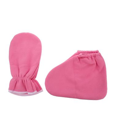 Veemoon Moufles de Soin Mains Cire Paraffine Chaussettes Soin Pieds Cire Paraffine Lot 2 Pi ces Taille Unique Hydratants Nourrissants pour Femmes Usage Spa et Domicile Polyester Rose