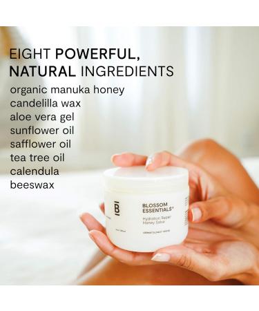 Blossom Essentials Honey Salve - Nut Free - Organic Manuka Honey Hydration Repair - Eczema Relief for Dry Itchy Sensitive Skin - Soothing Moisturizer & Balm for Kids Adults - Made in USA - 4oz - Buy Online on GoSupps.com