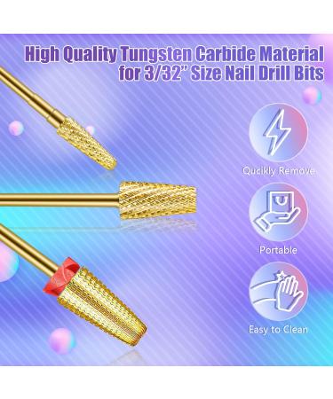 Depvko 3-Part Nail Drill Set - 5-in-1 3/32 Conical Hard Metal Drill for Acrylic & Gel Removal (Gold) - Premium eCommerce - Buy Online on GoSupps.com