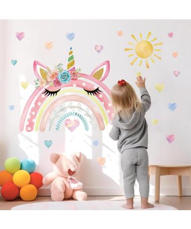 Wondever Watercolor Unicorn Rainbow Wall Stickers - Peel and Stick Decals for Girls Bedroom and Nursery - Buy Online on GoSupps.com
