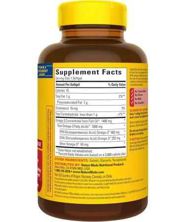 Nature Made Burp Less Ultra Omega 3 Fish Oil Supplements 1400 mg Omega 3 Supplement for Healthy Heart Brain and Eyes Support 90 Softgels - Buy Online on GoSupps.com