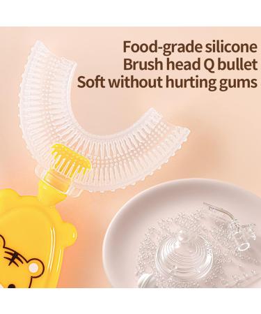 Cartoon Kids U-Shaped Toothbrush - Food Grade Soft Silicone Brush Head 360 Oral Teeth Cleaning Design for Toddlers and Children 2-7Years/8-12Years Yellow 8-12Y 1 count (Pack of 1) Yellow - Buy Online on GoSupps.com