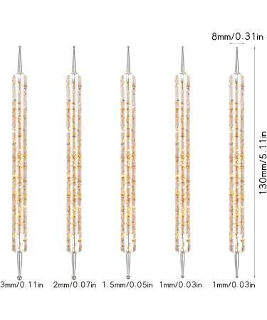Jinlaili 5 Piece Nail Art Dotting Tools Set Nail Dot Pen Dotting Tool Set Rhinestone Picker Dotting Pen for Nail Art Rhinestones Dot Work Line Drawing (Gold) - Buy Online on GoSupps.com