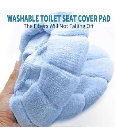Jiozermi 4pcs Bathroom Soft Toilet Seat Cover Pads - Thicker, Warmer, Stretchable, Washable - Easy Installation & Cleaning - Blue, Pink, Brown, Green - Buy Online on GoSupps.com