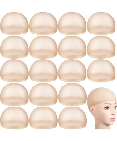 100 Pieces Wig Cap Elastic Medium Nylon Stocking Caps Stretchy Stocking Wig Caps Secure Your Hair, Lightweight, Breathable (Beige)