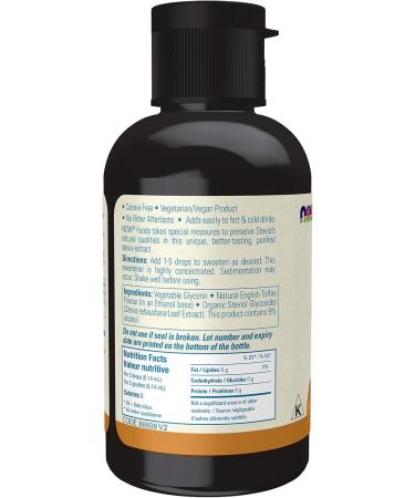 NOW Foods BetterStevia English Toffee Flavour Zero-Calorie Liquid Sweetener Keto Friendly Suitable for Diabetics No Erythritol 60ml - Buy Online on GoSupps.com