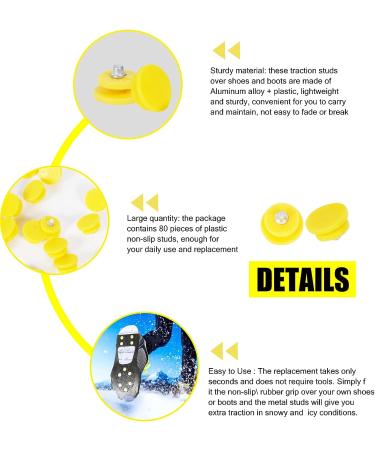 ZZXLLRO 80Pcs Anti-Slip Steel Ice Cleats Replacement Studs - Yellow Micro Spikes for Men Hiking Winter Outdoor - Buy Online on GoSupps.com
