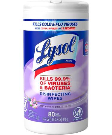 Lysol Disinfectant Wipes 80ct, Early Morning Breeze - Antibacterial Cleaning for Multi-Surface Disinfecting - Buy Online on GoSupps.com