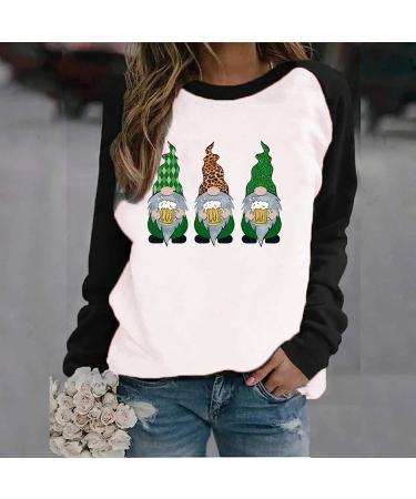 St. Patrick's Day Shamrock Print Women's Graphic Tee - Casual Long Sleeve T-Shirt - Buy Online on GoSupps.com