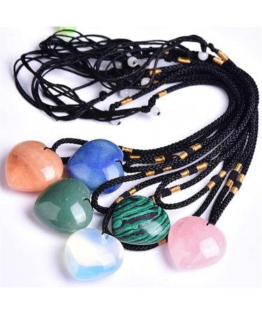 1Pc Natural Gemstone Love Heart Pendant Crystals Reiki Rock for DIY Charm Crystal Jewelry Making Full of Texture (Color : Tiger Eye) - Buy Online on GoSupps.com