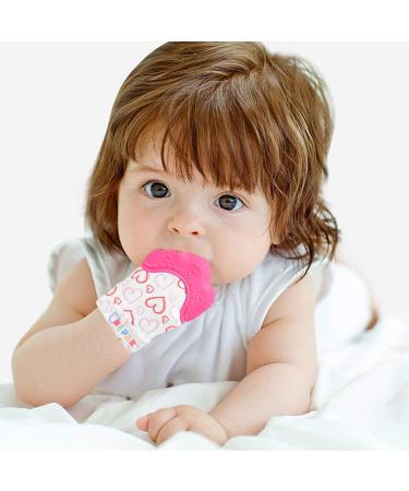 Nepak Teething Mitten 2 Pcs - Baby Teether Toys for Boys & Girls - 3-6 Months Baby Glove (Pretty Sweet Heart Pink) - Buy Online on GoSupps.com