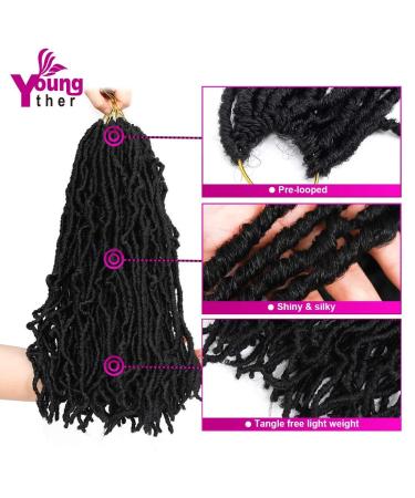 Youngther 24 Inch Faux Locs Crochet Hair 6-Pack - Pre-looped Synthetic Braiding Hair for Black Women (1B) - Buy Online on GoSupps.com