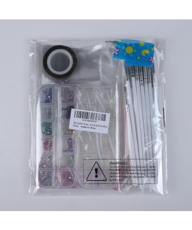 FANDAMEI Nail Starter Kit with Nail Gems - Nail Pen Designer, Dotting Tool, Striping Tape, Crystals, Sequins & Brushes - White - Buy Online on GoSupps.com