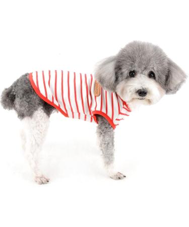 Zweitea Summer Dog Shirts for Small Dogs - Striped Breathable Cotton Tank Tops | Soft Pet Clothing for Chihuahuas & Puppies - XL Red - Buy Online on GoSupps.com