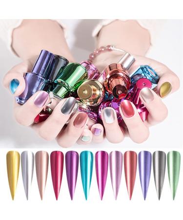 Metal Nail Polish 18ml Mirror Effect Gel Nail Polish Gold Nail Varnish Chrome Nail Art Polish Quick Dry Long-Lasting Non-Peelable No UV (Gold 01) - Buy Online on GoSupps.com