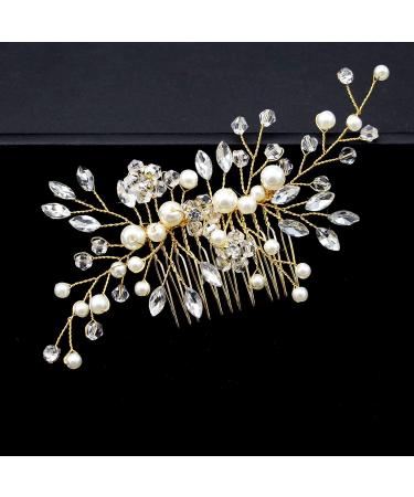 Bridal Flower Side Hair Clips Pearl Flower Hair Piece Wedding Hair Accessories for Brides Bridesmaid Girls Women - Buy Online on GoSupps.com