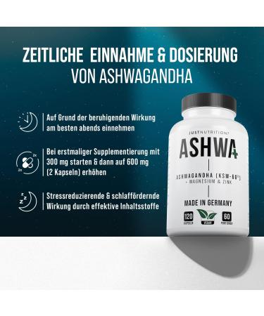 Organic Ashwagandha KSM-66 600mg - Anti-Stress Formula with Zinc Magnesium & B6 - Vegan High Dose 120 Capsules - Made in Germany - Buy Online on GoSupps.com