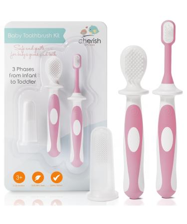 Cherish Baby Care Baby Toothbrush 0-2 Years - Safety-Tested & BPA-Free 3-Pack (Finger Toothbrush Baby Silicone Toothbrush Baby and Toddler Toothbrush) - Baby's First Toothbrush Kit (Pink) Pink Babies - Buy Online on GoSupps.com