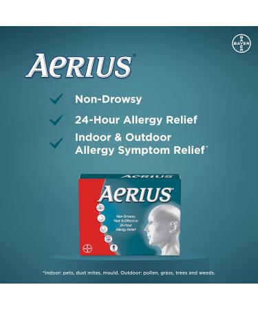 Aerius Allergy Medicine Fast Relief 24-Hour Non-Drowsy 15 Symptoms 10 Tablets - Buy Online on GoSupps.com