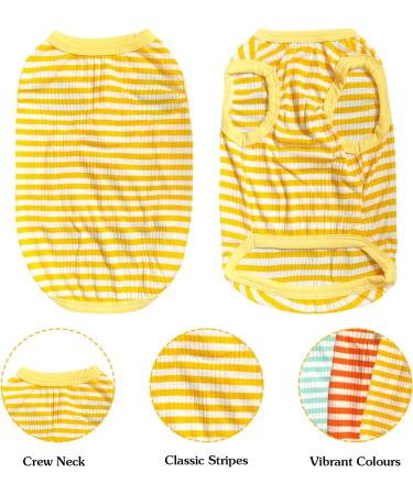 Winmany Dog Striped T-Shirt Pet Cat Summer Sleeveless Basic Vest Tank Top Puppy Soft Spring Fall Apparel Clothes for Small Medium Dogs Cats (1 Yellow L) L Yellow 1 - Buy Online on GoSupps.com