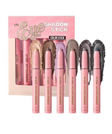 Dinchaakuarry Eyeshadow Stick Shiny Pigmented Cream Stick for Fast Eyes Makeup and Daily Shine Smudgeproof eye for girls friends family daughter coworkers simple sc