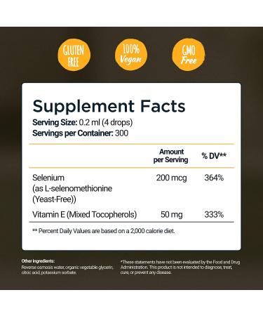 Nutra Well Vitamins Selenium 200mcg Liquid Drops with Vitamin E - Immune & Heart Support, Thyroid Health - 300 Servings - Buy Online on GoSupps.com