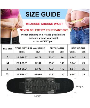 SURPOWN Back Support Belt - Lumbar Support Brace for Men and Women - Back Pain Relief and Injury Prevention - Posture Corrector for Scoliosis, Sciatica, Spinal Alignment - Black - Buy Online on GoSupps.com