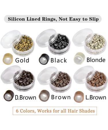 Micro Links Hair Extension Kit Tool with a 4 in 1 Metal Loop Threader Needle a Hair Extension Bead Plier 6 Colors of Silicon Lined Microlink Rings and Fairy Hair Tinsel Strands - Buy Online on GoSupps.com