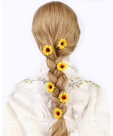 SPONGL Party Hairclip 6PCS Sun Flower Hair Barrettes for Casual Formal Festival Hair Clip Women Girl Hair Styling Tool Nonslip Flower Side Pin Yellow - Buy Online on GoSupps.com