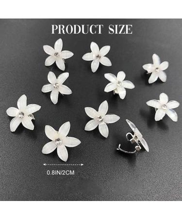 Rhinestone Flower Hair Clips (Pack of 5) - Bridal Wedding Barrettes in White - Crystal Decorative Hair Accessories for Women and Girls - Buy Online on GoSupps.com