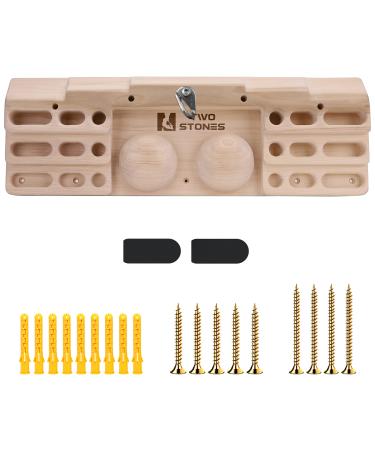 TWO STONES Wooden Hangboard Rock Climbing Pull Up Bar Designed Training for Climbing, Wooden Fingerboard Climbing Training Board for Building Core Strength and Endurance (CJ-HB2003)