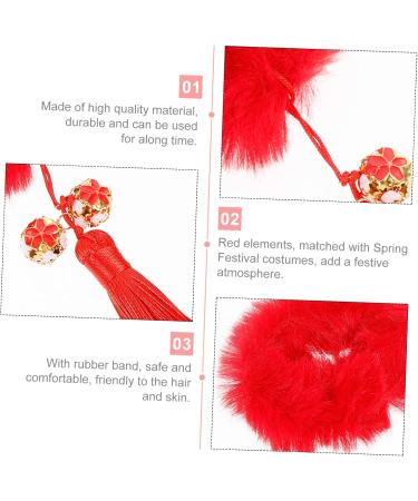 FOMIYES 2 Pairs New Year Headdress Ribbon Bands Wedding Xmas Hair Bobbles Ponytail Ties Bows Rubber Yoga Twist Hair Clip Holder Spring Festival Headdress Hairpin Polyester Tassel Child - Buy Online on GoSupps.com
