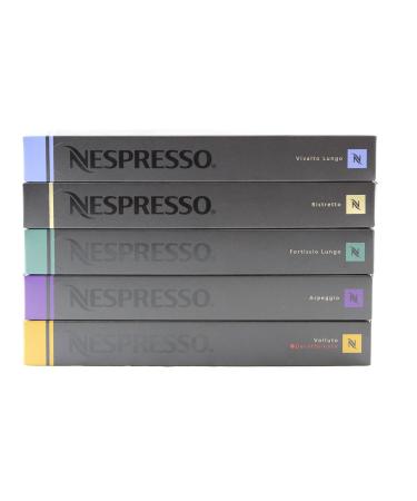 Nespresso 50 Nespresso capsules (10 x Vivalto Lungo 10 x Ristretto 10 x Fortissio Lungo 10 x Arpeggio 10 x Volluto decaffeinated)