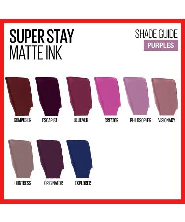 Maybelline Super Stay Matte Ink Liquid Lipstick in Visionary Taupe Purple - Long Lasting Color - 16H Wear - 0.17 Fl Oz - Buy Online on GoSupps.com