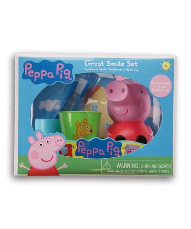 GBG beauty One Peppa Pig Great Smile Set Toothbrush Holder  Toothbrush & Rinse Cup