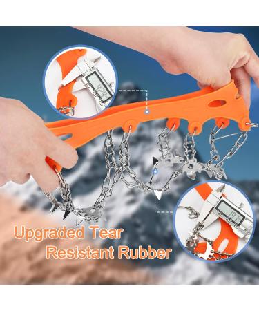 19-Spike Ice Cleats Snow Grips for Hiking Boots - Anti-Slip Stainless Steel Crampons for Men, Women, Boys, Girls - Ideal for Fishing, Walking, Climbing, Mountaineering - Orange (Large) - Buy Online on GoSupps.com