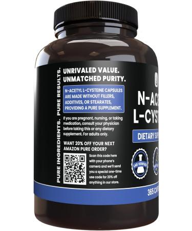 Buy PURE ORIGINAL INGREDIENTS N-Acetyl L-Cysteine 365 Capsules | No Fillers Lab Verified International Shipping Available - Buy Online on GoSupps.com