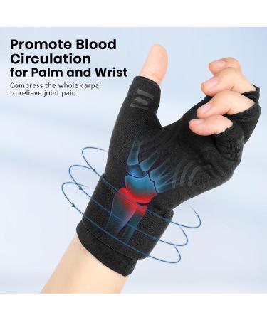 DISUPPO Arthritis Gloves - Compression Hand Relief for Men & Women Fingerless Design for Carpal Tunnel & RSI Pain Medium Black - Buy Online on GoSupps.com