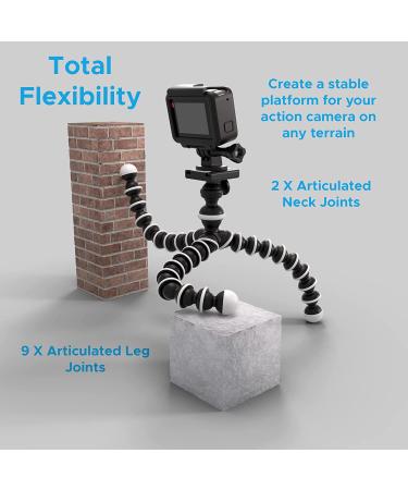 Digicharge 10 Octopus Flexible Tripod Camera Stand for GoPro, Akaso, Apeman - Compatible with Various Action Cams - Buy Online on GoSupps.com