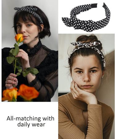 Wecoe 4 Pack Cute Bow Headbands for Women and Girls - Red, White, Black, Leopard, Polka Dot - Valentine's Day Hair Accessories Gift - Buy Online on GoSupps.com