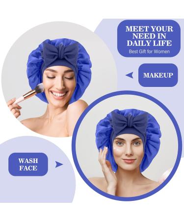 Abeillo Silk Sleep Bonnet for Women - Dark Blue Satin Night Cap for Curly Hair - Adjustable and Soft Elastic Band - Buy Online on GoSupps.com