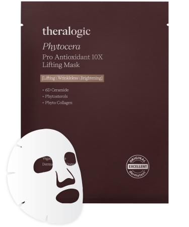 Phytocera Pro Antioxidant 10X Lifting Mask - Elasticity Booster Face Mask Sheet with Ceramide Collagen and Hyaluronic Acid - Micrfiber Sheet - Vegan Dermatologically Tested10 Sheets