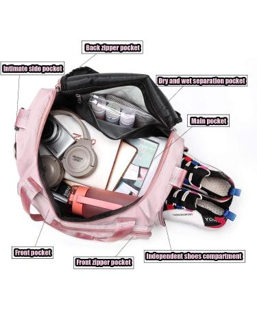 Armiwiin Large Travel Duffel Bag for Men & Women - Waterproof Gym Tote with Shoe Compartment and Adjustable Strap - Pink - Buy Online on GoSupps.com